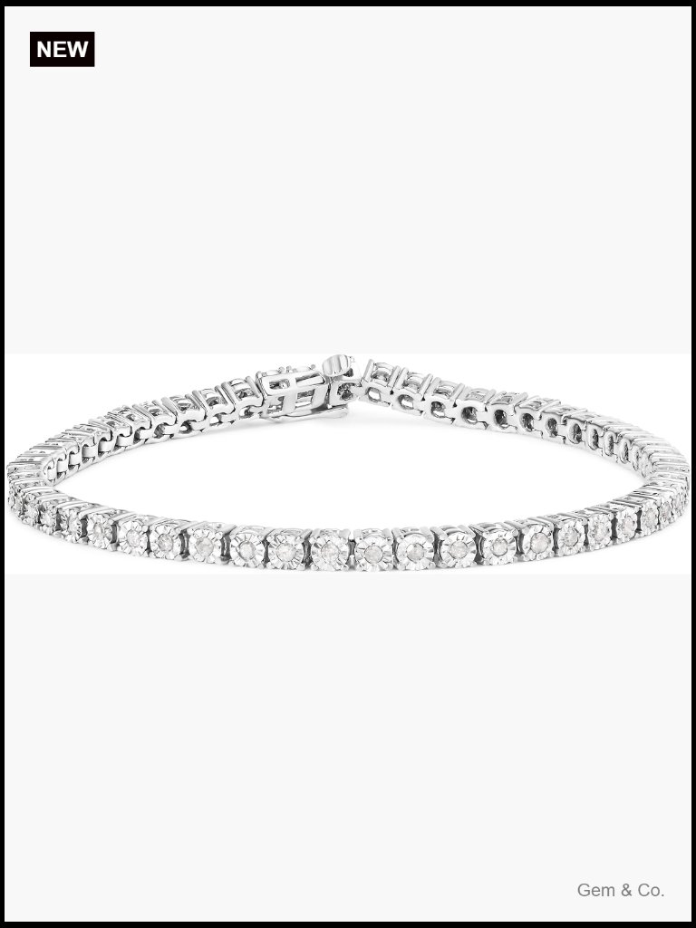 10 Ct Diamond Tennis Bracelet Round Bezel I3 Clarity Sterling Silver